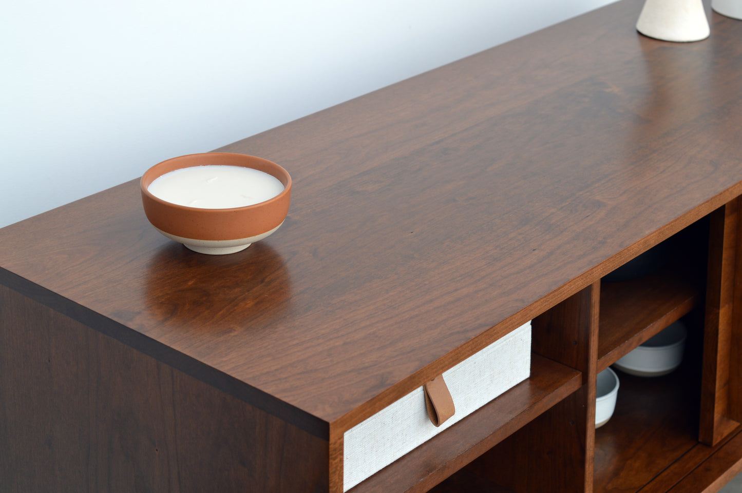 Kasse Credenza - Solid Cherry - Teak Finish - Solid Wood base 75L x 19W x 24H