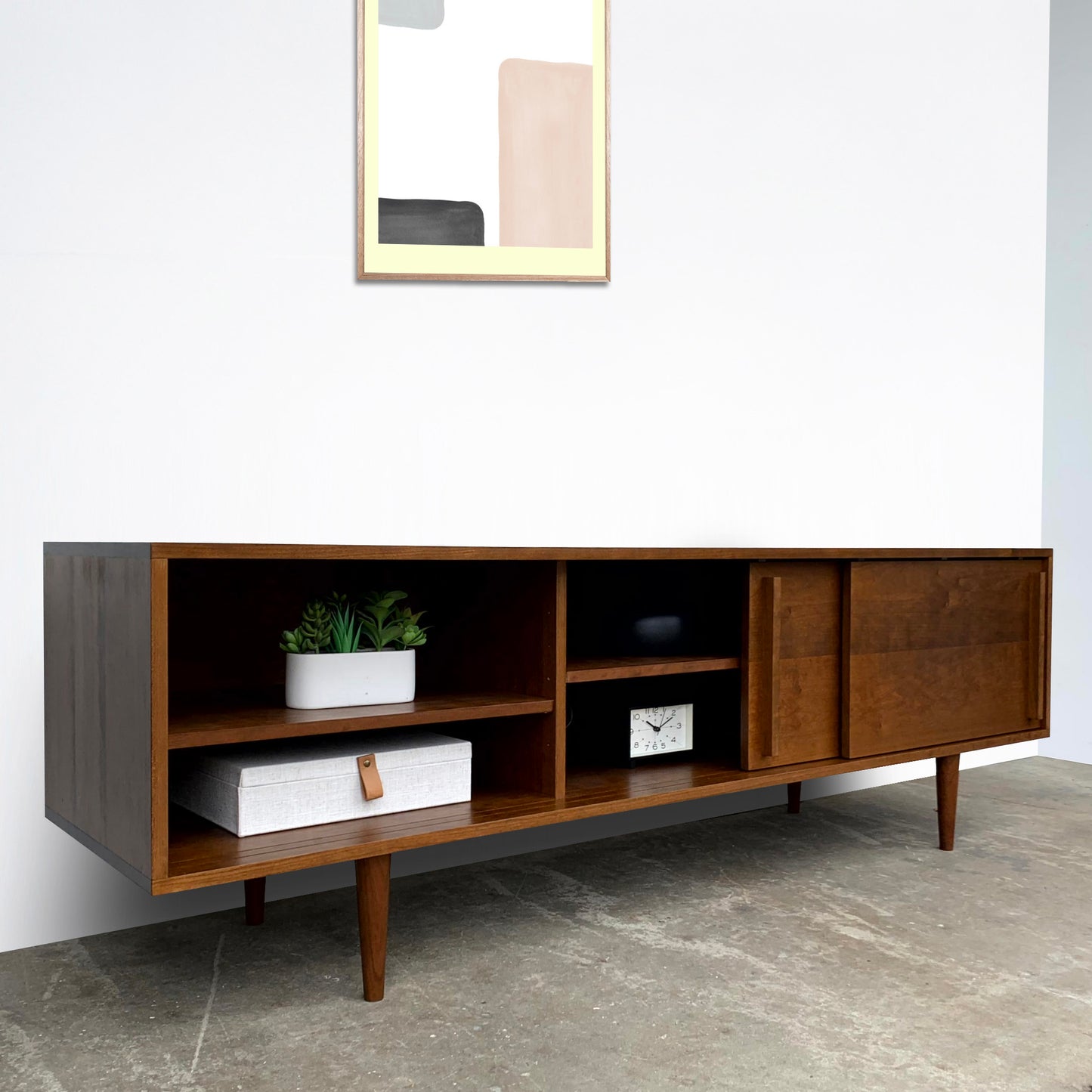 Kasse Credenza - Solid Cherry - Teak Finish 75L x 19W x 24H