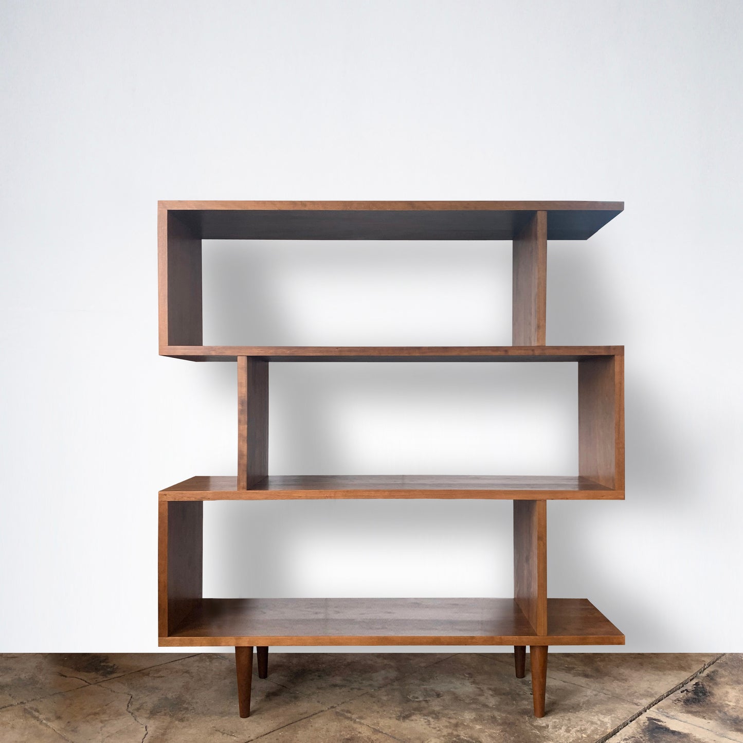 Oxelaand bookcase – Solid Cherry – Teak Finish – 48L x 12W x 54H (body 46 – legs 8)