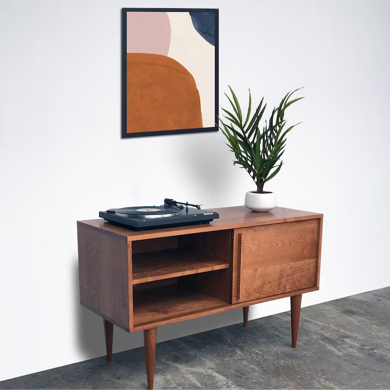 Whitewater Media Console - Solid Cherry - Record Storage - Clear Finish