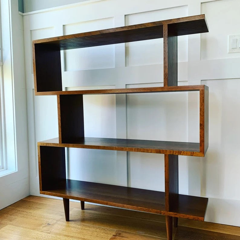 Oxelaand bookcase – Solid Cherry – Teak Finish – 48L x 12W x 54H (body 46 – legs 8)