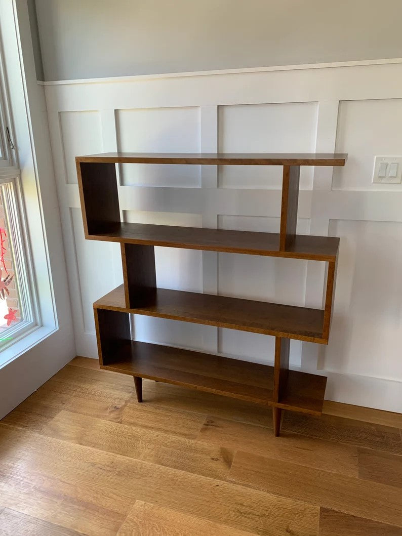 Oxelaand bookcase – Solid Cherry – Teak Finish – 48L x 12W x 54H (body 46 – legs 8)