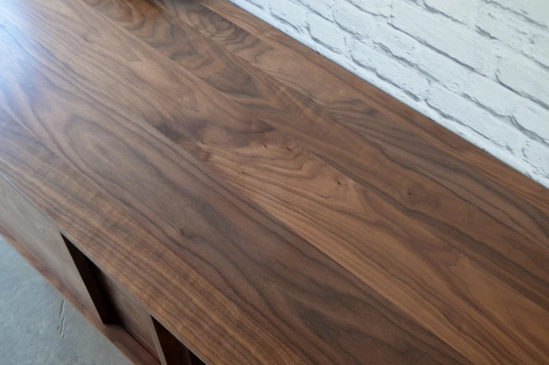 Solid Walnut Media Credenza with Record Storage - Kasse