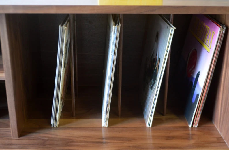 Solid Walnut Media Credenza with Record Storage - Kasse