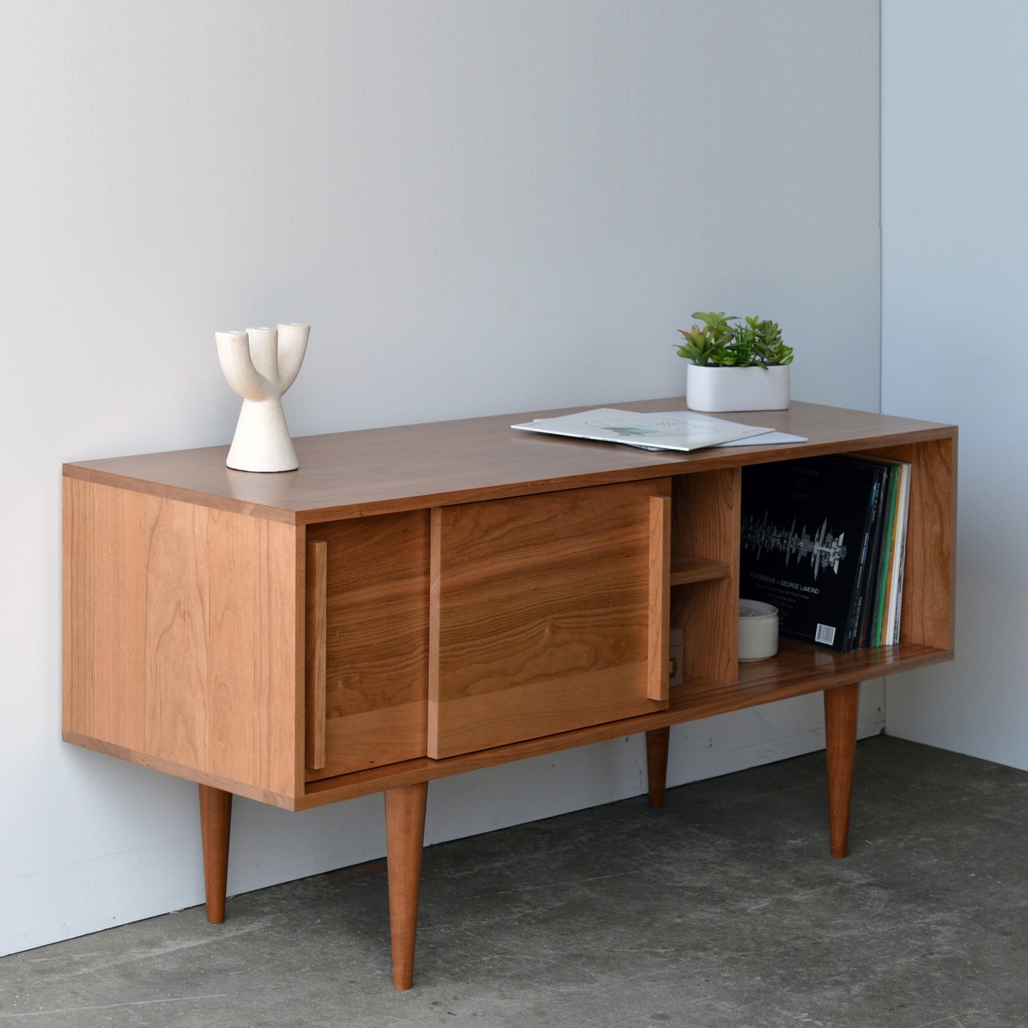 Kasse Credenza - Solid Cherry - Clear Finish  60L x 19W x 24/28H