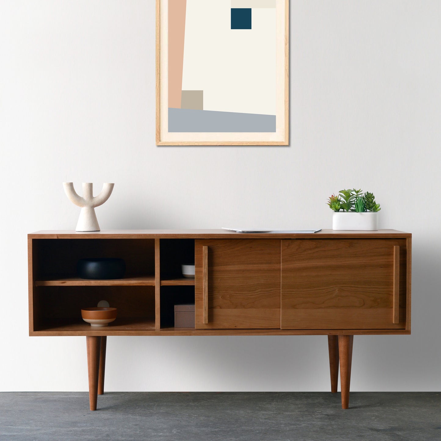 Kasse Credenza - Solid Cherry - Clear Finish  60L x 19W x 24/28H