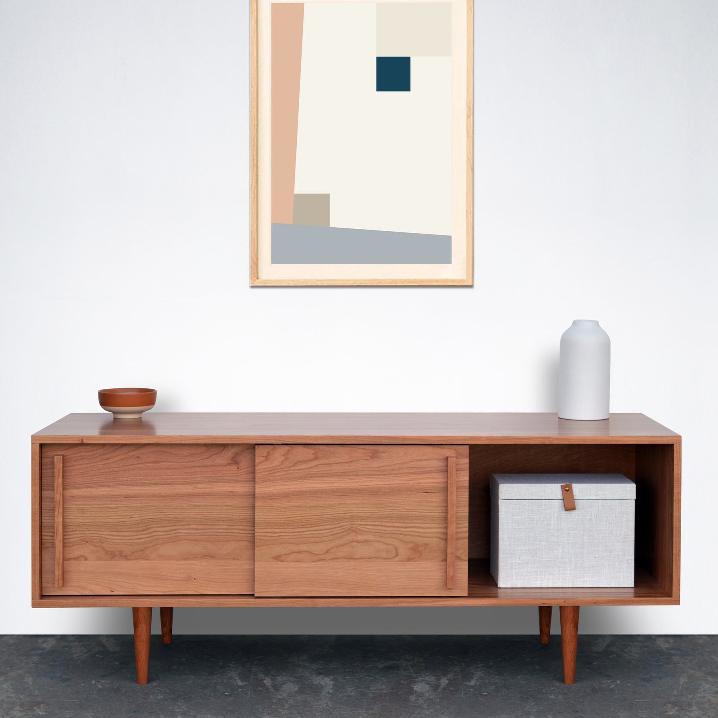 Kasse Credenza - Solid Cherry - Clear Finish  60L x 19W x 24/28H