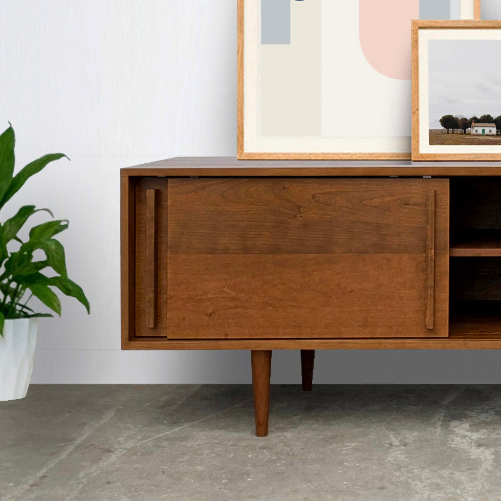 Kasse Credenza - Solid Cherry - Teak Finish 75L x 19W x 24H