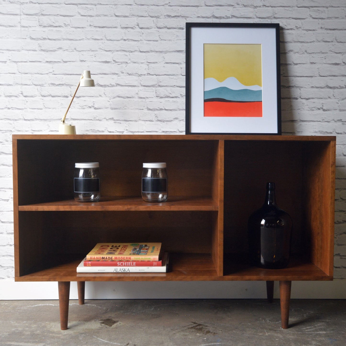 Cordial Credenza – Media Cabinet – Solid Cherry – Teak Finish – 48"L x 16"W x 30"H (Body 22", Legs 8")