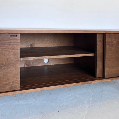 Mercer Credenza – Solid Cherry – Teak Finish – 75"L x 19"W x 24"H (body 16",legs 8")