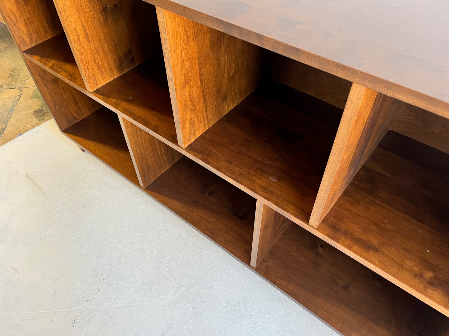 Record Storage Cabinet with Base - 700 Records - Cherry - Teak Finish