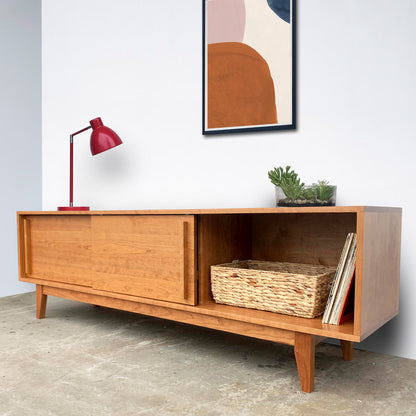 Kasse Credenza - Solid Cherry - Clear Finish - Solid wood base 75L x 19W x 24H