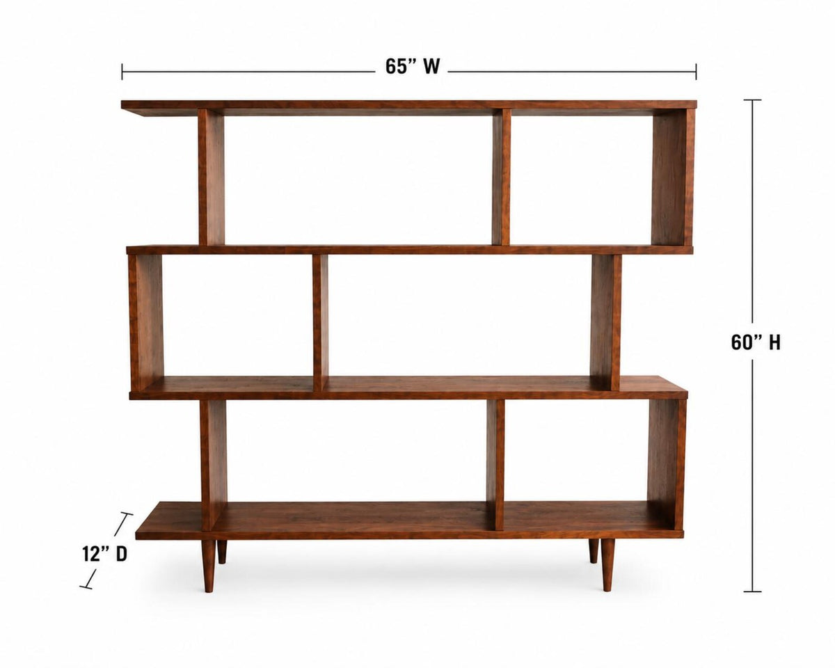 Oxelaand Multilevel Bookcase -65”-Cherry- teak stain