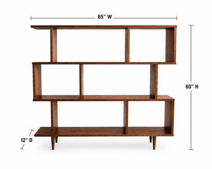 Oxelaand Multilevel Bookcase -65”-Cherry- teak stain