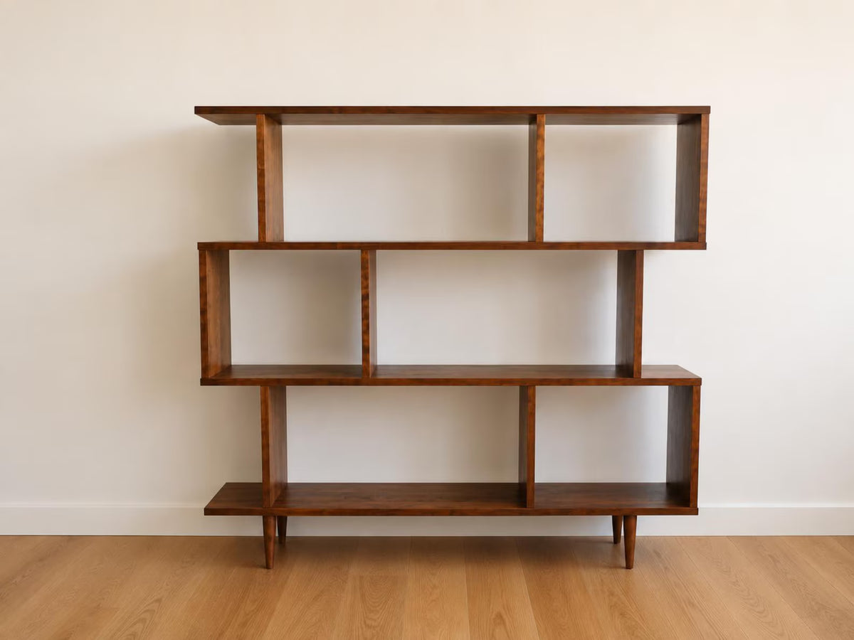 Oxelaand Multilevel Bookcase -65”-Cherry- teak stain