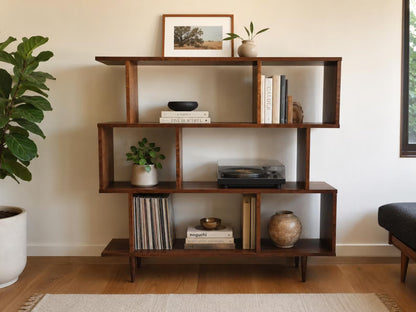 Oxelaand Multilevel Bookcase -65”-Cherry- teak stain
