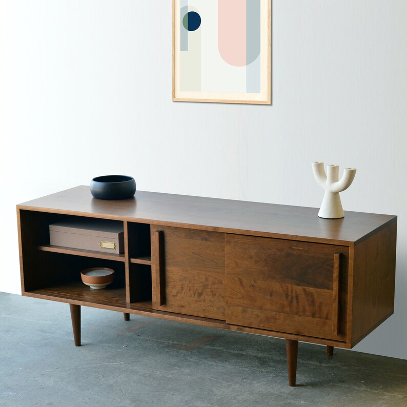 Kasse Credenza - Solid Cherry - Teak Finish 60L x 19W x 28H – Stor