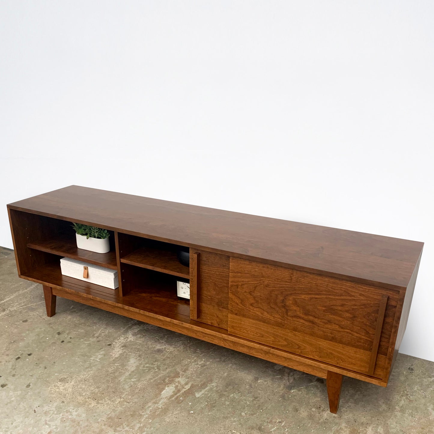 Kasse Credenza - Solid Cherry - Teak Finish - Solid Wood base 75L x 19W x 24H